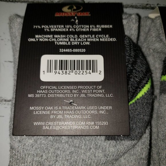 3 Pk Men's Mossy Oak Work Socks Moisture Wicking - Picture 8 of 13